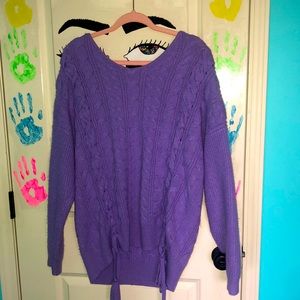 Purple cable knit sweater